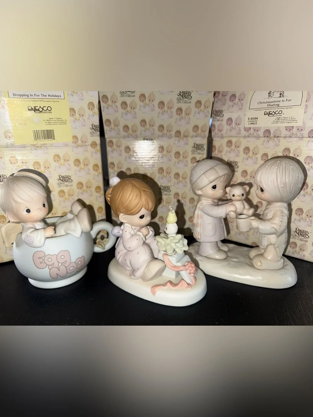 Set of 3 VTG Precious Moments ‘94 Dropping In ‘96 My True Love ‘82 Christmastime